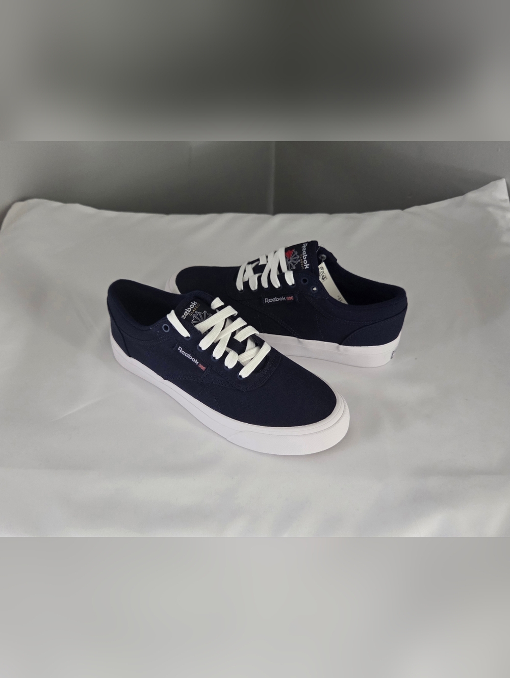 Reebok Women's Canvas Club C Coast Navy Blue and White Tennis Sneakers